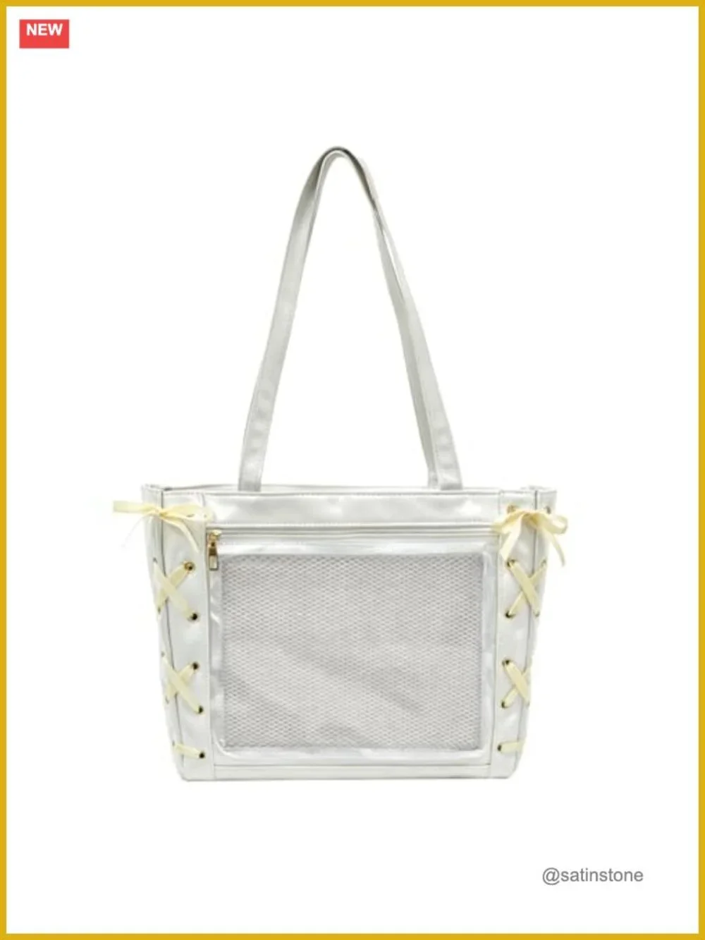 Large Capacity Ita Tote Bag with Clear Window for Pin Display